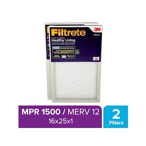 Filtrete 16x25x1 AC Furnace Air Filter MPR 1500 Healthy Living Ultra 2 Pack Filtrete 16x25x1 AC Furnace Air Filter MPR 1500 Healthy Living Ultra 2 Pack
