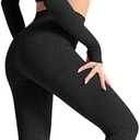 OQQ Women Exercise Outfit 2 Piece Seamless High Waist Leggings Long Sleeve Crop Top Yoga Set Medium