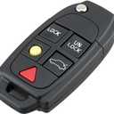 Key Fob Cover Shell Case Replacement 5 Buttons Key Fob Remote Control Shell Case - Compatible for Volvo S60 S80 V70 XC70 XC90 - Replace Part LQNP2T-APU