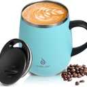 Ideus 16 oz (470 ml) Insulated Coffee Mug with Handle and Lid, Double Wall Stainless Steel Vacuum Thermal Coffee Mug, Travel Coffee Cup Thermal Cup for Home and Office (Sky Blue)