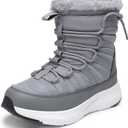 DREAM PAIRS Girls Boys Winter Snow Boots, Slip Resistant Faux Fur Lined, Windproof Warm Slip-On Boots for Kids (5 Big Kid, Grey)