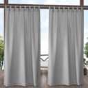 Exclusive Home Cabana Solid Indoor/Outdoor Light Filtering Hook-and-Loop Tab Top Curtain Panel Pair, 54"x84", Cloud Grey