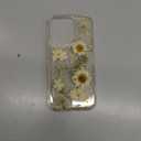 JANDM Real Flower Case for iPhone 16 Pro Max,Clear Soft Flexible Rubber Pressed Dry Real Flower Girls Women Glitter Floral Case for iPhone 16 Pro Max -Daisy