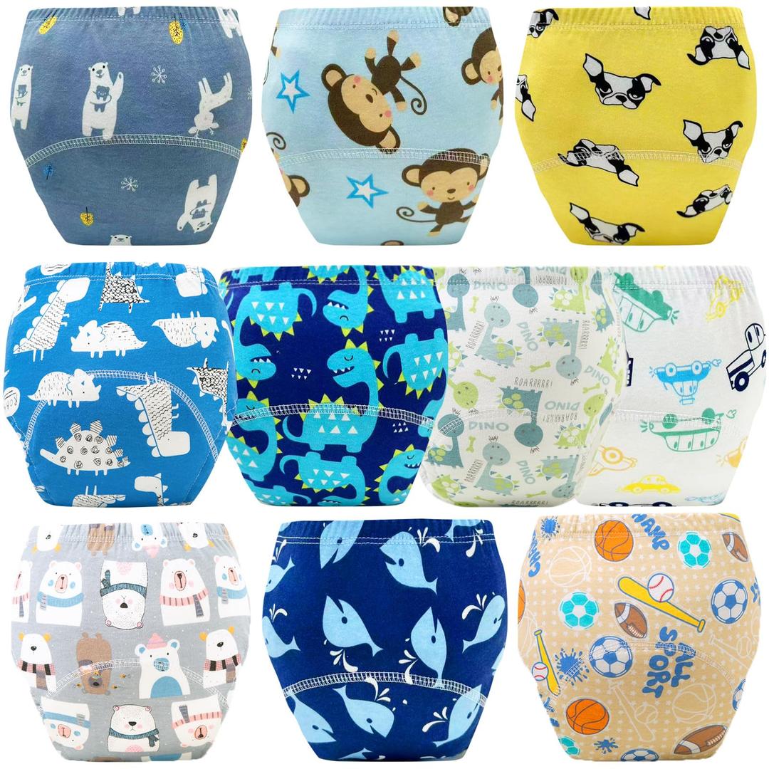 Upairy Training Pants for Girls Boys,Toddler Potty Training Underwear,Leakproof Reusable Kid Confident Panties,Children's Potty Underwear 100% Cotton for 2T-6T(10PCS,L)