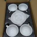 LE TAUCI 8 oz Cappuccino Cups with Saucers, Heavyweight Ceramic Large Coffee Cup for Au Lait, Double shot, Latte, Cafe Mocha, Tea - Dishwasher Safe, Set of 4, White