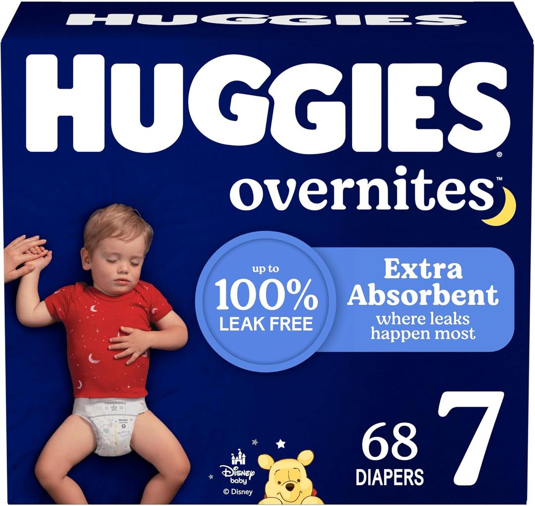 Huggies Size 7 Overnites Baby Diapers: Overnight Diapers, Size 7 (41+ lbs), 68 Ct (2 Packs of 34)