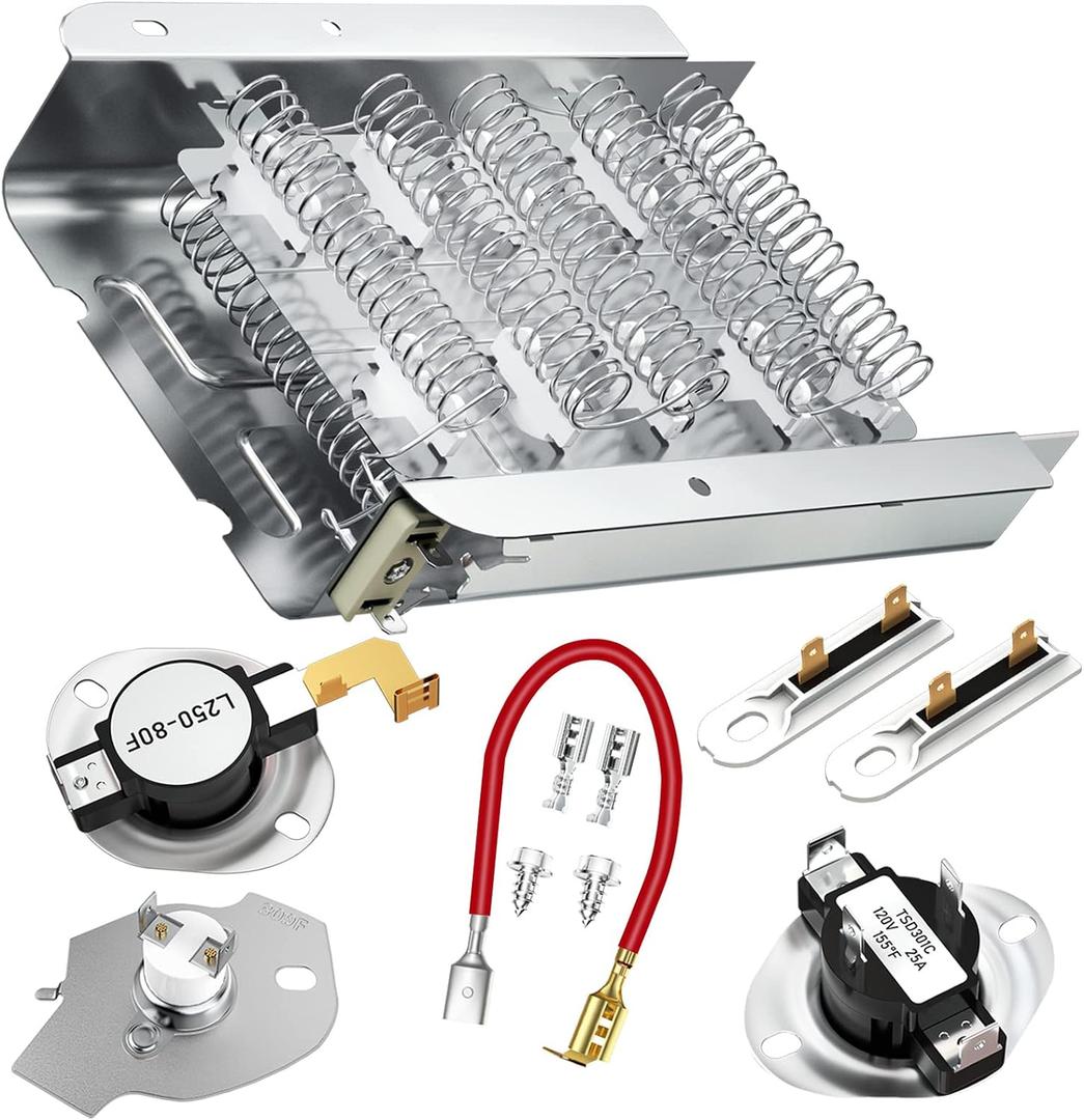2025 Upgraded 279838 W10724237 Dryer Heating Element kit fit for Whirlpool Maytag Kenmore Amana Roper Dryer Thermostat Thermal Fuse 3403585 Ned4655ew1 Wed4815ew1 Medc215ew1-AMI PARTS