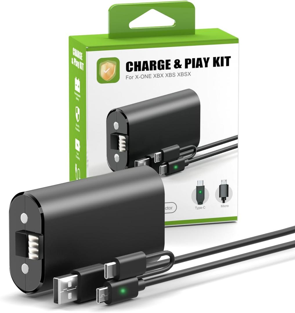 Rechargeable Battery Pack for Xbox Series X/S/One - 22000mAh USB C and Micro Xbox Controller Battery Pack Charger((Includes 2 Batteries Only)