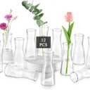 Glasseam Glass Bud Vases for Centerpieces: Clear Bulk Small Flowers Vases Set of 12, Modern Minimalist Cute Decorative Table Centerpieces for Decor Wedding Birthday Party Home Living Room
