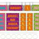 Confetti Calendar Bulletin Board Set Colorful Dot Flip Calendar with Holder Confetti Classroom Decoration with 54 Date Cards Adjustable Calendar Holder for Classroom Home Decor Supplies