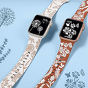 Wearlizer 2 Packs Floral Engraved Compatible with Apple Watch Bands 38/40/41/42/44/45/46/49mm Women, Cute Two-Tone Soft Silicone Strap for iWatch Series 11 10 9 8 7 6 5 4 3 SE/Ultra 3 2 1