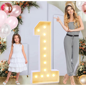 GGPL 4ft Marquee for Numbers 1, Multifunctional Plastic Marquee for Numbers 4 Feet Tall, Mosaic Numbers for Balloons, Light up Numbers for Party Decorations, Birthday, Anniversary Party Decor
