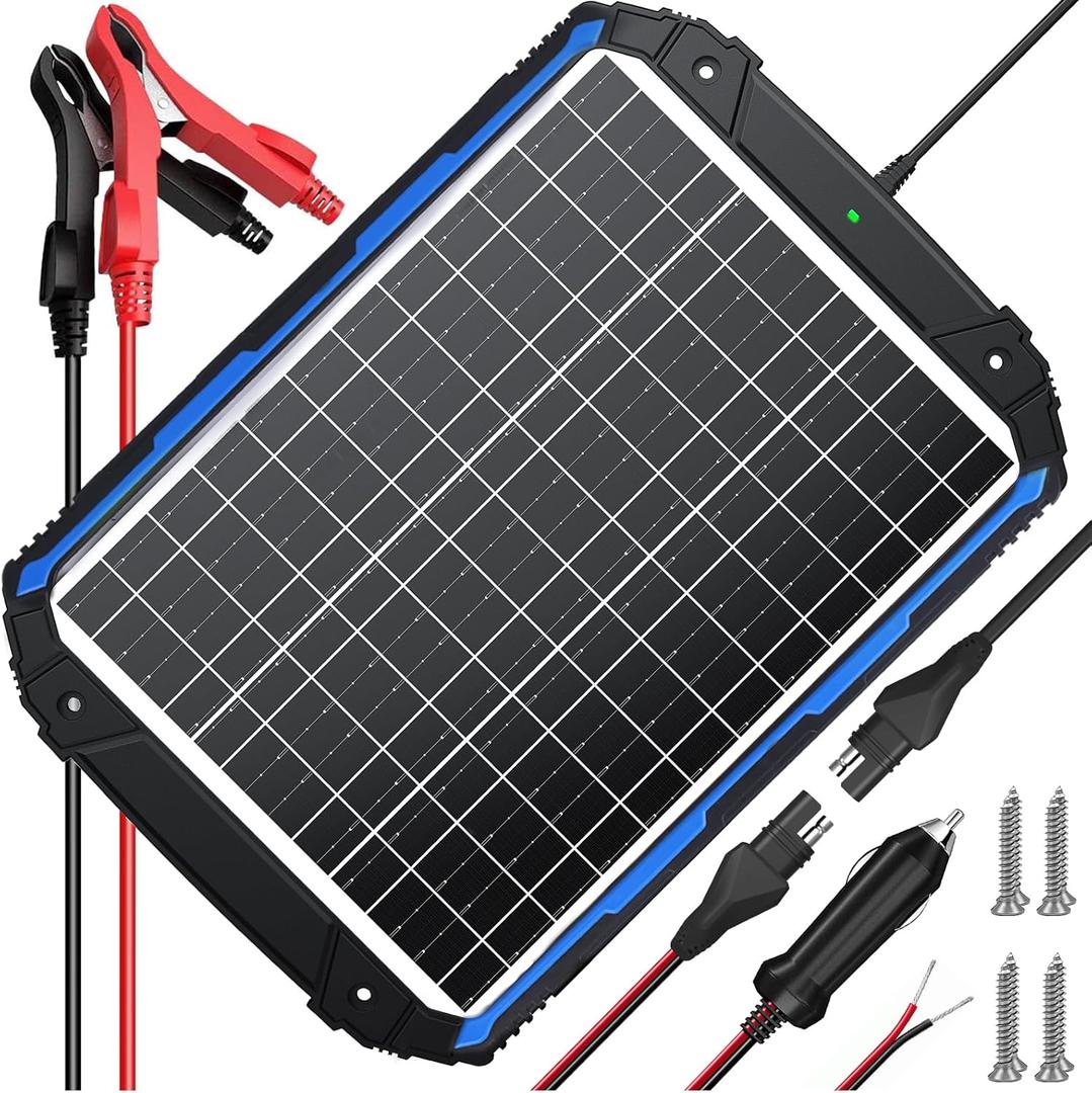 SUNER POWER 25W 12V Solar Battery Trickle Charger & Maintainer PRO, Built-in Intelligent MPPT Controller, Waterproof 12 Volt 25 Watt Solar Panel Charging Kits for Car Marine RV Trailer Boat Automotive