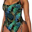 Viottiset Women's Ruched High Cut One Piece Swimsuit Tummy Control Bathing Suit Monokini, Size: M