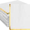 Fulmoon 200 Pcs Paper Napkins with Gold Foil Edge 2 Ply Cocktail Napkins Soft Disposable Golden Trim Lined Dinner Napkins Decorative Cocktail Napkin Paper for Wedding Birthday Anniversary (White)