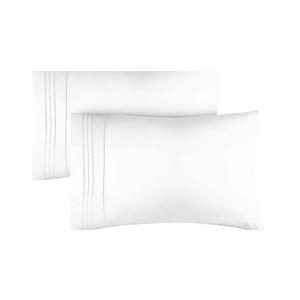 King Pillow Cases Set of 2 - Ultra Soft Hotel Quality Pillowcase Covers - Comfy, Cozy & Wrinkle Free - Shrinkage, Stain and Fade Resistant - Machine Washable Pillow Protectors - 2 Piece Set - White