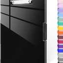 Piasoenc Clipboard with Storage, 8.5 x 11 Clip Boards with 2 Storage Case and A4 Paper Folder, Clear Dry Erase Top Panel, Heavy Duty Plastic, Folio & Side Opening, for Nurses, Teachers, Lawers,Black