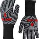 QUWIN BBQ Gloves, Oven Gloves 1472℉ Extreme Heat Resistant, Grilling Gloves Silicone NonSlip Oven Mitts, Kitchen Gloves for BBQ, Grilling, Cooking, Baking1 Pair… (Black, One Size(Long Cuff))