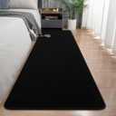 Runner Rug for Hallway, 2x8 Feet Non-Slip Washable Black Long Area Rug Runners for Hallways Bedroom, Soft Modern Comfy Memory Foam Runner Rugs Indoor Carpet for Kitchen Entrance Living Room