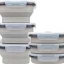 CARTINTS Large 1200ml Collapsible Bowls with Lids, Silicone Food Storage Containers, Space-Saving Meal Prep Containers For Kitchen and Outdoors Camping, Set of 3, Grey