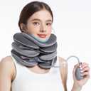 WellSync Portable Cervical Traction Device for Instant Neck Pain Relief, Inflatable & Adjustable Neck Traction Device with Neck Brace Perfect for Home, Office, and Travel (Gray)