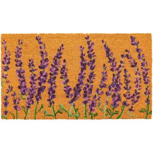 Juvale Lavender Floral Door Mat - 17 x 30 in, Purple Coir - Welcome Mat for Front Door & Outdoor Entryway - Coir Doormat for Patio & Porch