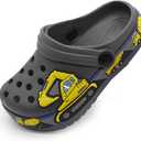 FolHaoth Toddlers Cute Cartoon Excavator Racecar Pattern Boys Girls Clogs Slip On Lightweight Breathable Kids Sandals Non Slip Indoor Outdoor Beach Pool Shower Slippers Shoes (Gray). 24 Size