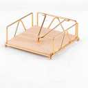 Flat Napkin Holder, Rustic Vintage Wood Napkin Dispenser, Metal Napkin Holder with Weighted Arm and Wood Base, Napkin Dispenser Tissue Holder for Kitchen Dinning Table Restaurants Countertop(Gold)