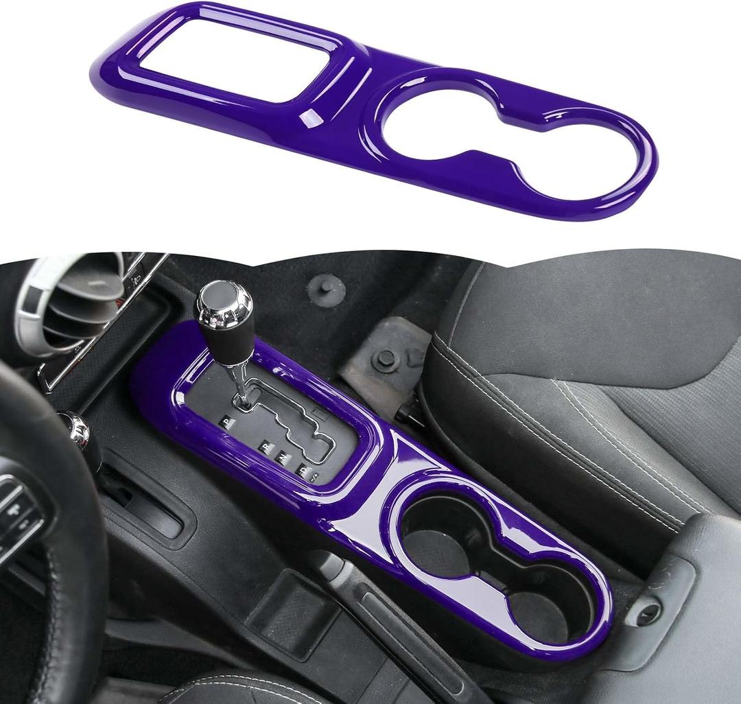 RT-TCZ Gear Shift Panel Trim Cover Cup Holder Trim Cover Decoration Interior Accessories Compatible with Jeep Wrangler JK JKU 2011-2017,Purple