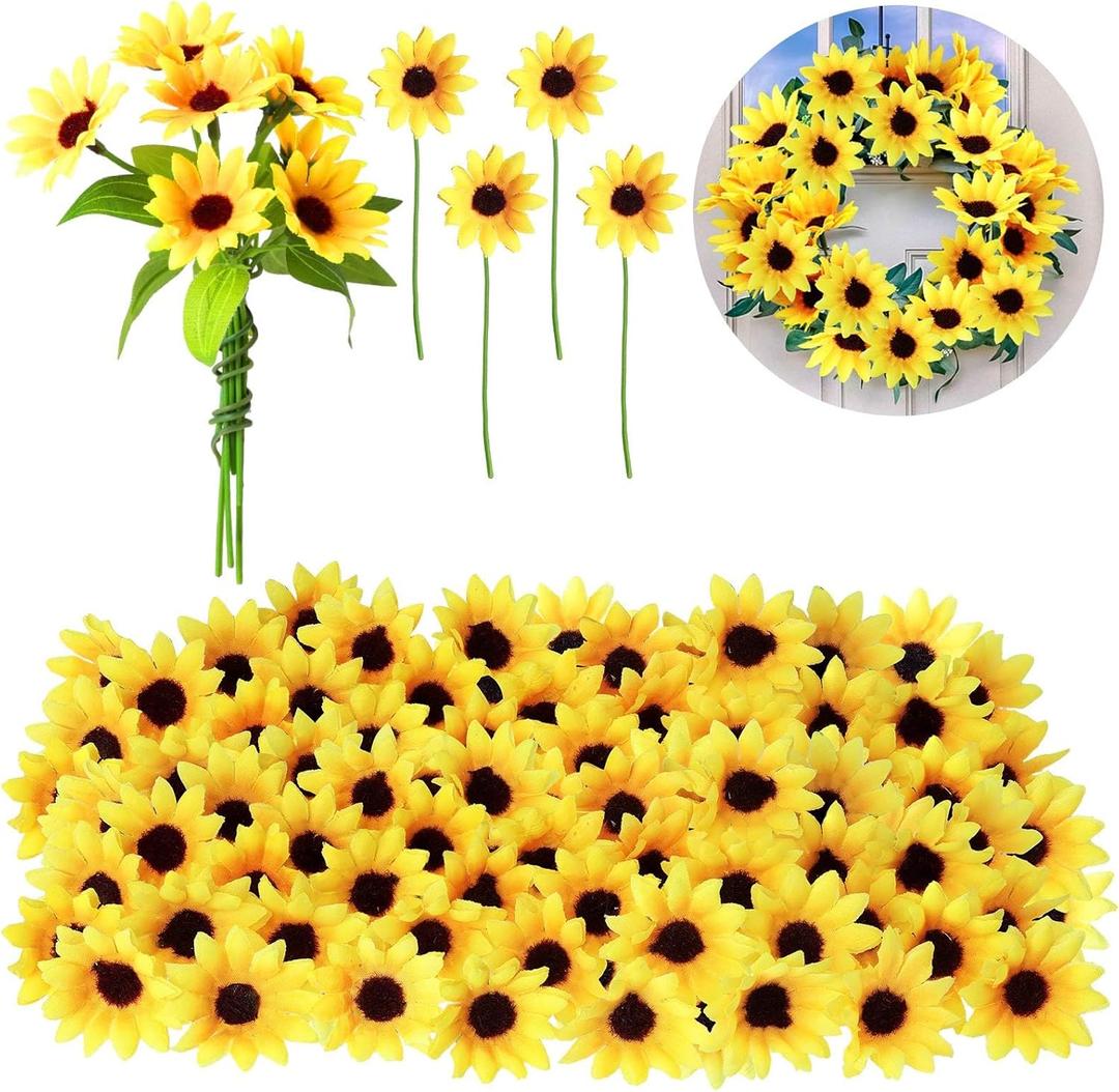 50 Pcs Mini Artificial Sunflower Heads with Iron Stems for Home Party Decoration Wedding Decor, Bride Holding Flowers Centerpieces Wreath Garden DIY Art Decor Crafts(1.57 Inch) 50 Pcs Mini Artificial Sunflower Heads with Iron Stems for Home Party Decoration Wedding Decor, Bride Holding Flowers Centerpieces Wreath Garden DIY Art Decor Crafts(1.57 Inch)