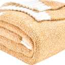 CozeCube Super Soft Fullfy Microfiber Reversible Knitted Blankets, Warm Cozy Fuzzy Plush Throw, Orange and White Melange Throw Blanket for Couch Bed Sofa, 50" x 60"
