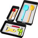 madesmart 3 Bin Drawer Organizer Set, Multi Purpose Storage for Utensils, Office & Bathroom, Organizer for Cutlery, Peeling Tools, Spatulas, Soft Grip Lining & Non Slip Feet, Carbon