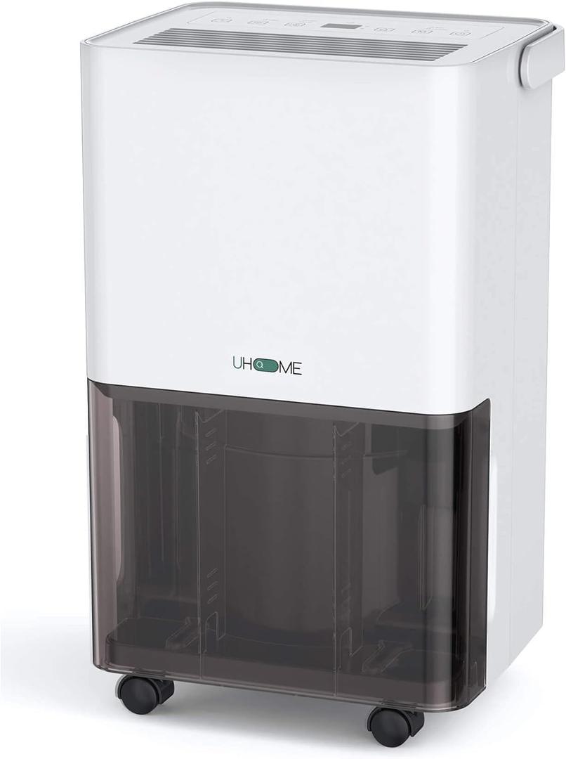Uhome 30 Pint Dehumidifier - for Basement with Activated Carbon Filter,Ultra Quiet, Humidity Sensor, Auto Shut Off, Continuous Drainage Hose - Ideal Dehumidifiers for Home, 1500 Sq Ft Dehumidifiers