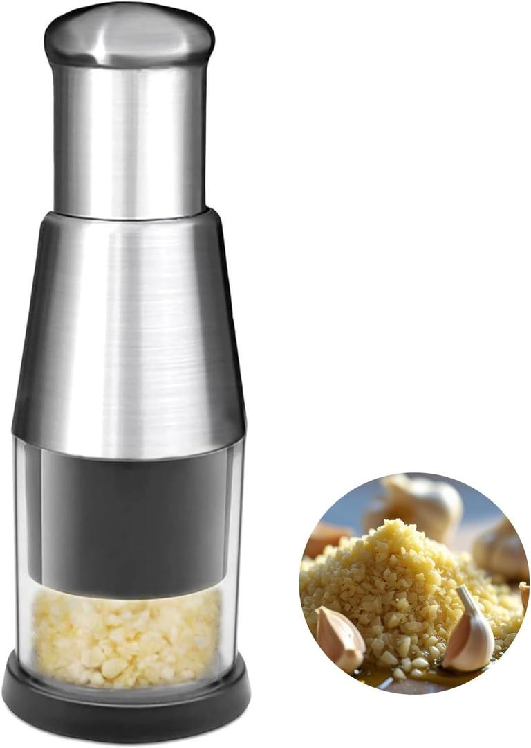 Manual Pressed Chopper,Multifunctional Manual Garlic Press,Stainless Steel Hand Food Chopper for Mincing Garlic Press Stainless Steel,Mini Dicer Food Choppers(1 PCS)
