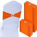 VitalCozy 100 Pcs Spandex Chair Sashes with Crown Buckle Slider Stretch Chair Bands Cover Ties for Wedding, Banquet, Gala, Corporate Event, Birthday Party, Baby Shower(Orange)
