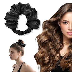Sleepie tie, Heatless Curling Scrunchie Overnight Blowout, Sleep Scrunchie, Heatless Hair Curler DamageFree, for Sleeping Soft Rollers for Overnight NoHeat Curls Long Hair To Sleep(Black)