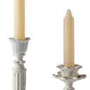 SOFE Resin Small Taper Candle Holders Set of 2, Candle Stick Holder Vintage, Antique Rustic Candle Holder, Distressed White Gold Candlestick Holder, Birthday Home Party Table Decor (Flower Design)