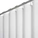 BTTN Extra Long Shower Curtain 72x96 inches, Tall Linen Textured Heavy Duty Fabric Shower Curtain Set with 12 Plastic Hooks, Large Classic Hotel Polyester Cloth Shower Curtains for Bathroom, White