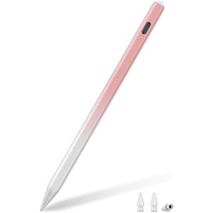 Pencil for iPad mini A17 Pro 7/6/5, Fast Charge Palm Rejection Tilt Sensitivity 20H Battery Life Stylus Pen for iPad mini 5-7th, iPad 6th-11th A16, Air 3rd-7th M2 M3, Pro 13"/12.9"/11" M4 (Pink-White)