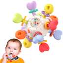 Baby Silicone Teething Toys - Safe, Multi-Functional BPA-Free Sensory Learning Teether Montessori Baby Toys for Infant 0-12 Months Teething Relief with Rattle Perfect Baby Gift for Boys Girls