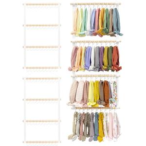 POVETIRE Headband Holder Head Bands Organizer for Girls, Baby Headbands Hair Accessories Organizer Storage Wall Hanging Decor for Nursery Toddler Girls Room (2Pcs-Beige)