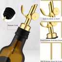 Kinlop 6 Pcs Weighted Stainless Steel Liquor Bottle Pourers Auto Flip Olive Oil Dispenser Spout Balsamic Alcohol Pourer Spouts (Gold)
