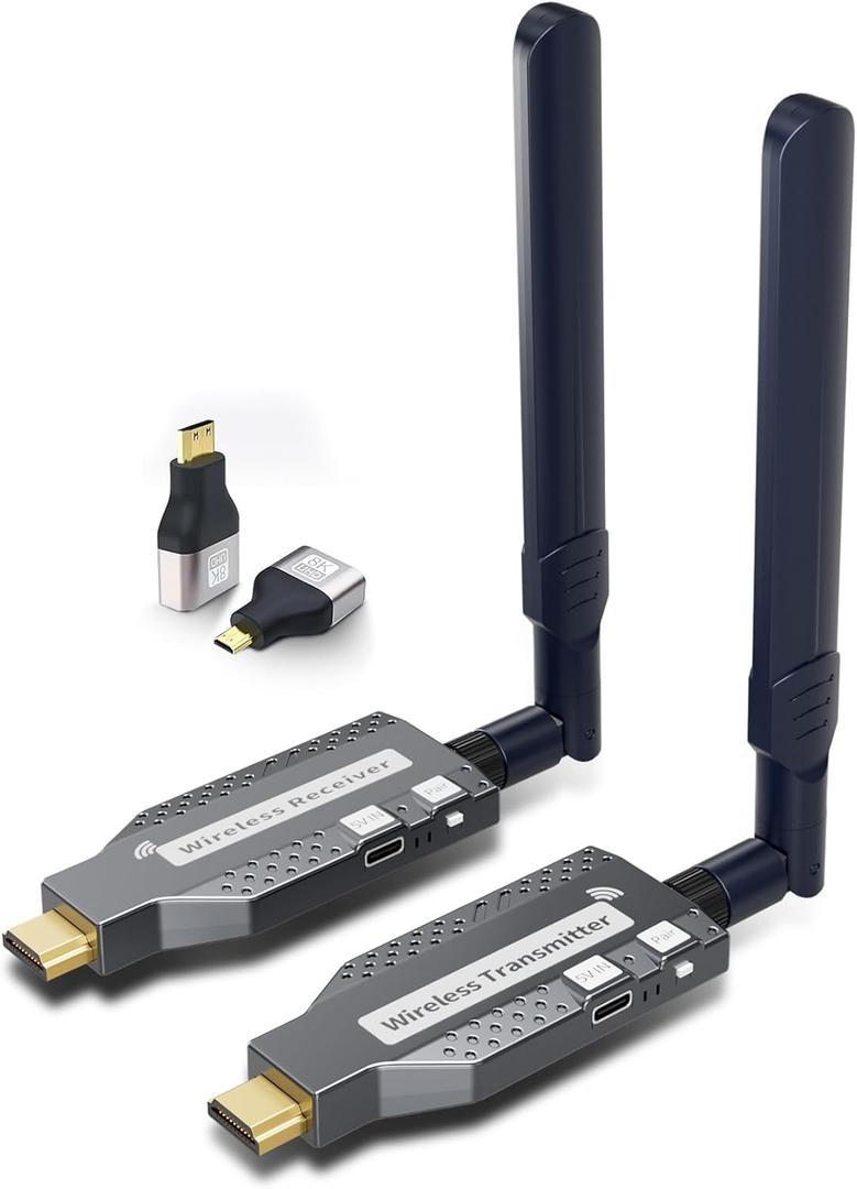 Wireless HDMI Transmitter and Receiver,492ft/150m 4K Decode 1080P Output Plug&Play 2.4G/5.8G Portable HDMI Wireless for Video and Audio to Monitor from PC/TV Box/Projector1