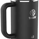 Takeya 40 oz Stainless Steel Tumbler with Lid and Two Straws, Premium Quality, Double Wall Insulated, Wiith Handle, Keep Drinks Cold for Up to 24 Hours, Onyx
