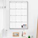 Lincia 36" x 24" Magnetic Vertical Yearly 12 Month Dry Erase Calendar for Wall 2026 Undated Dry Erase Wall Calendar Planner Aluminum Frame Whiteboard for Home Office Projects Fridge