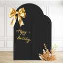WEERRW Black Arch Backdrop Cover Set of 2 Spandex Fitted Round Top Chiara Backdrop Stand Stretchy Wedding Covering for Event Birthday Party Banquet Decoration (6FT, 7.2FT)