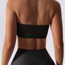Boudaner Womens Padded Bandeau Sports Tube Top Bra Strapless Wireless Solid Seamless Yoga Workout Bralette (Black, M)