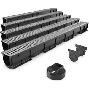 Vodaland - 3 Inch Easy 1 Premium Trench Drain Channel - Galvanized Stamped Steel Grating (5)