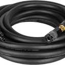 Keepro Rubber Air Hose, Durable Air Compressor Hose 3/8 Inch ID By 25 Feet Long with Swivel Universal Aluminium Quick Coupler and Plug, 300 PSI Maximum Pressure, Black