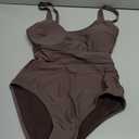 B2prity Women's Mesh One Piece Swimsuit Tummy Control Sexy Bathing Suit Push Up Swim Suit Slimming Swimwear (Brown, M)